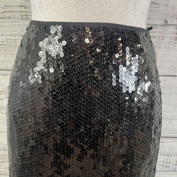 INC International Concepts Skirt size 2 Pet Black Silk Sequins Knee Cocktail - Picture 5 of 10